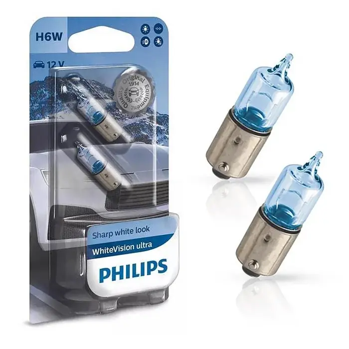 Supergod pris - Philips H6W BAx9s Whitevision Ultra - 2 stk