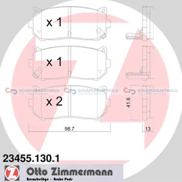 Bremseklodser 13 mm, WVA 23455, ZIMMERMANN - til KIA - Netop kommet