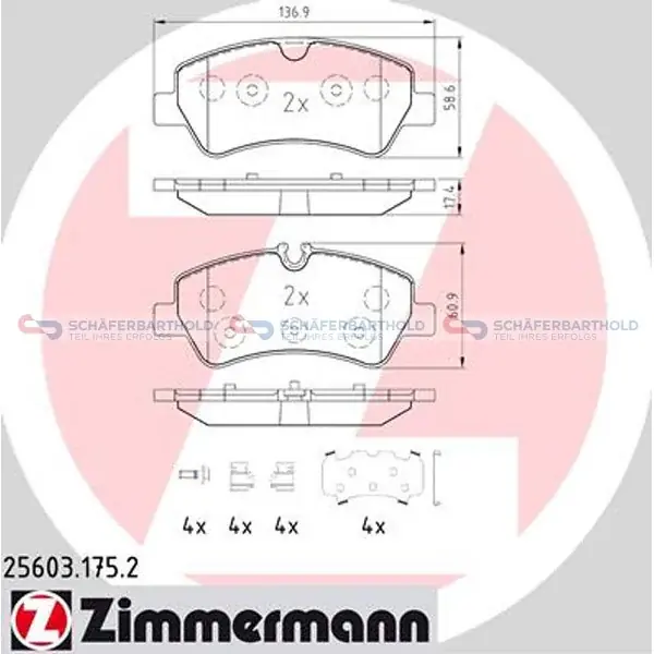 Bedste pris - Bremseklodser 18 mm, WVA 25603, ZIMMERMANN - til FORD