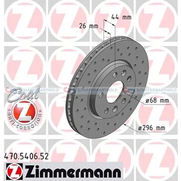 Anbefalet valg - Bremseskive Sport foraksel, Ø-296 mm, 60872 ZIMMERMANN - til RENAULT