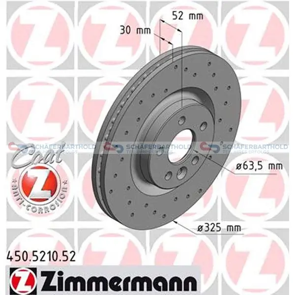 Bedste pris - Bremseskive Sport foraksel, Ø-325 mm ZIMMERMANN - til JAGUAR, LAND ROVER