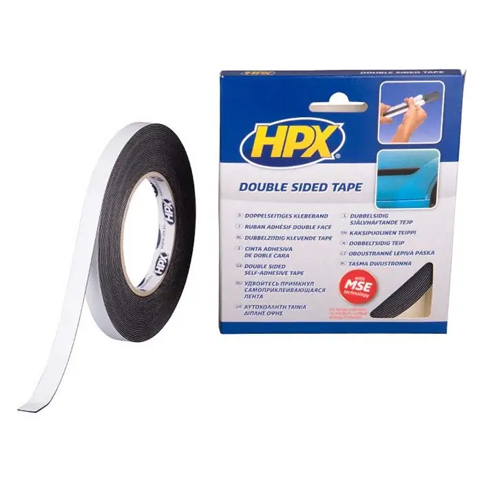 HPX dobbeltklæbende tape sort, 12mm x 10m - Køb nu