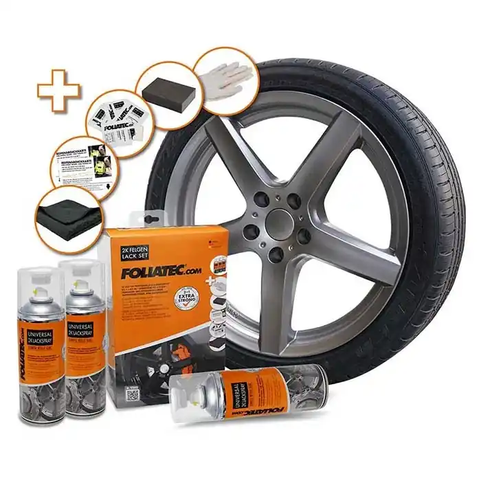 Populært produkt - Foliatec fælgmaling kit 2K, blank riffel metallic
