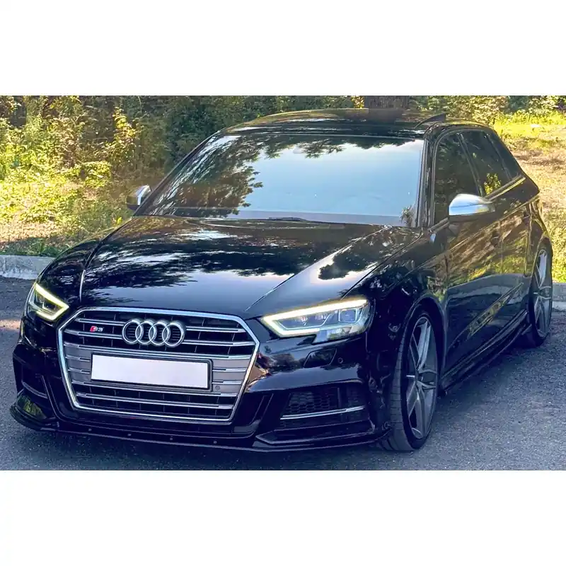 OneWay, Frontspoiler, Glossy sort, Passer til Audi S3 Sportback 8V Facelift 2016-2020, Version 2 | Klar til afsendelse