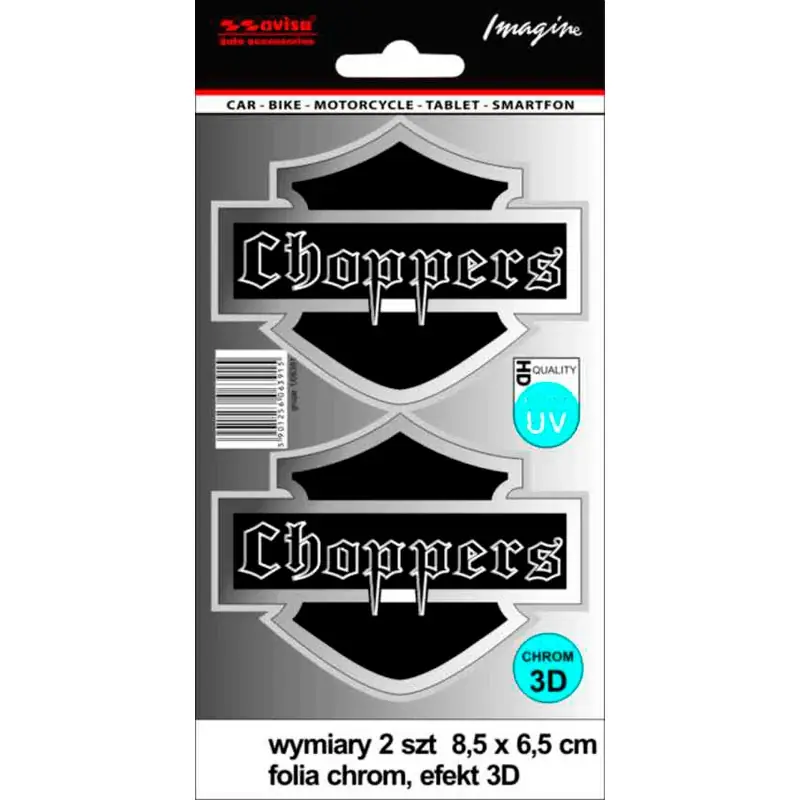 Udsalg | Avisa, Krom Chopper AutoTattoo Sticker - 2 stk - 8,5 x 6,5cm med UV-filter