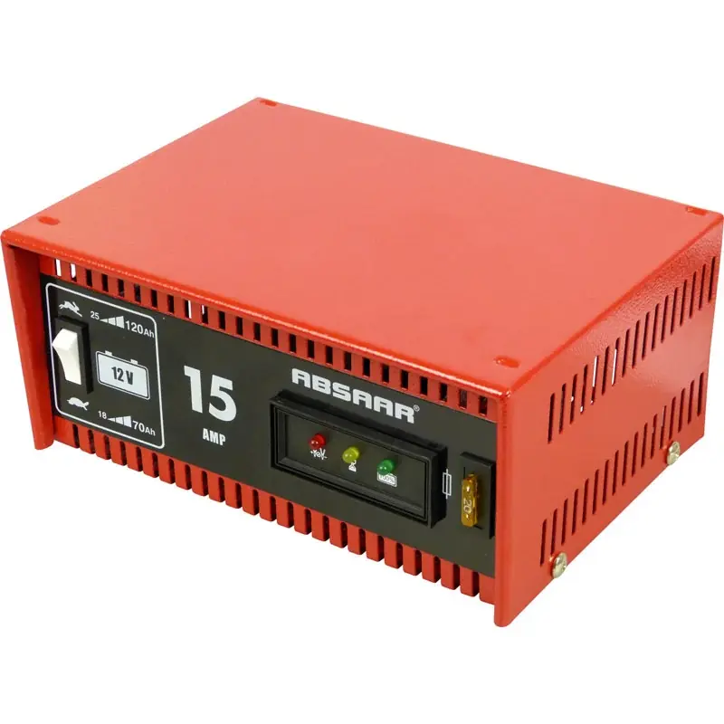 Absaar, Semi-professionel Batterioplader 12V 15A - Hurtig/Standard Opladning med LED Indikator | Lav pris