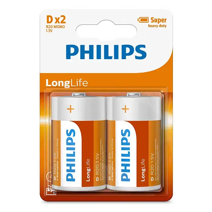 PHILIPS Philips Longlife D batteri 2 stk. - Bestseller