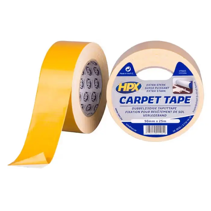 HPX dobbeltklæbende tape til tæpper, hvid, 50mm x 25m - Favorit blandt kunder