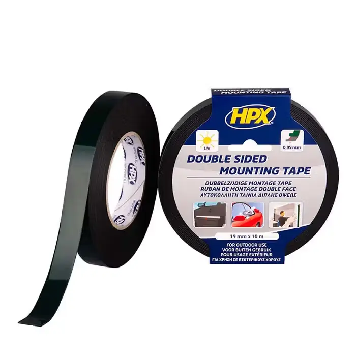 HPX HPX dobbeltklæbende tape sort, 19mm x 10m - Sikker betaling